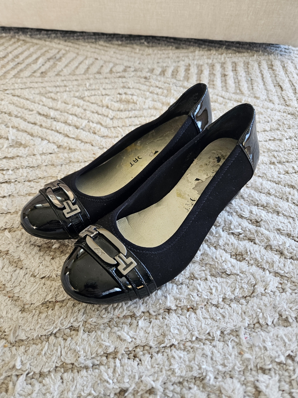 Anne Klien Sport Black Women's Ballet Wedge with Patent Accent